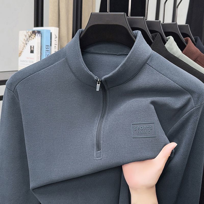 Nueva Sudadera para Hombre de Manga Larga con Cuello Alto y Cremallera Casual Gruesa para Abrigo