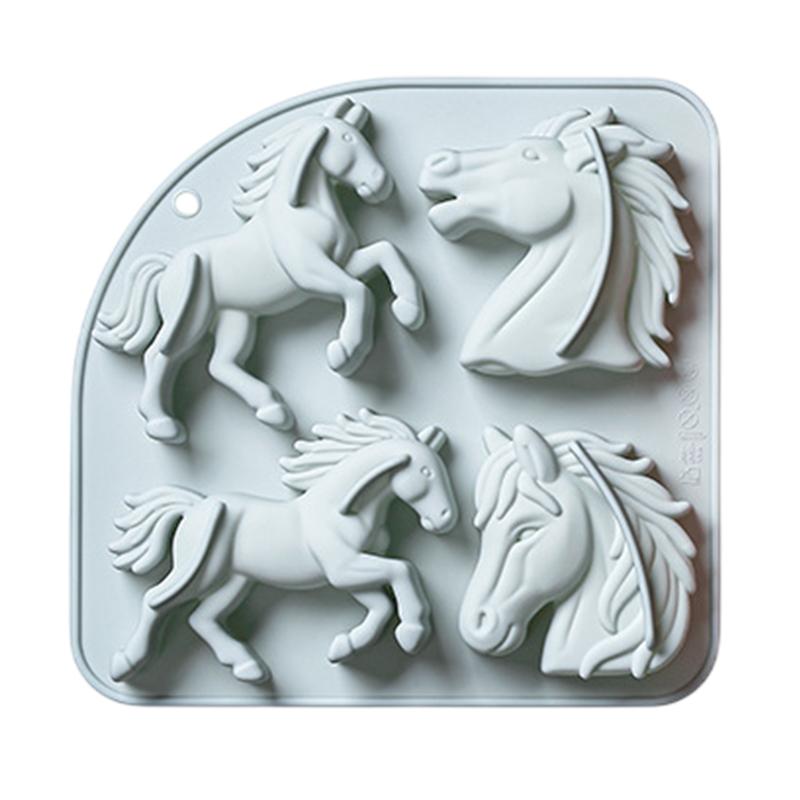 

Силиконовая форма для выпечки Лошадь , 4 ячейки, 3D, тематика лошадей, поднос для вечеринки, шоколада, торт, десерт, мусс, выпечка синий