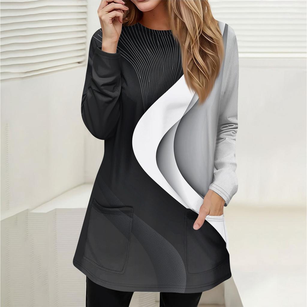 Women's Sweatshirt Pullover Active Sportswear Pocket  Print Casual Round Neck Long Sleeve Top
