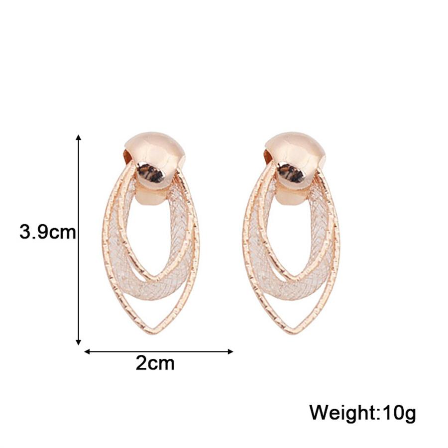 Trend Wire Mesh Droplets Rhinestone Drop Earrings for Women Exquisite Geometry Gold Color Jewelry