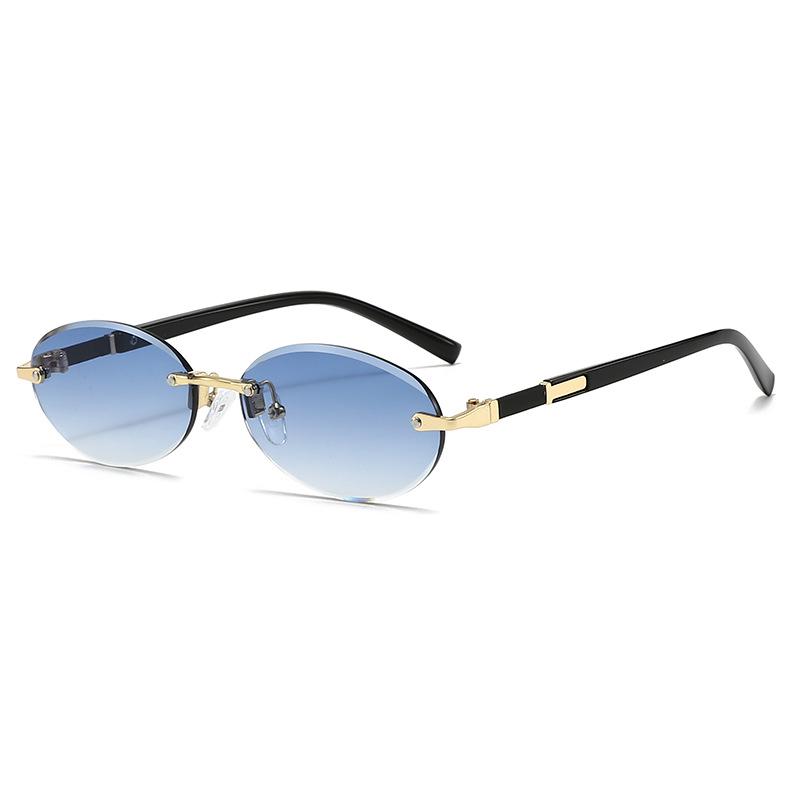 Trendy Frameless Oval Sunglasses - Hot Girl Hip-Hop Fashion Statement