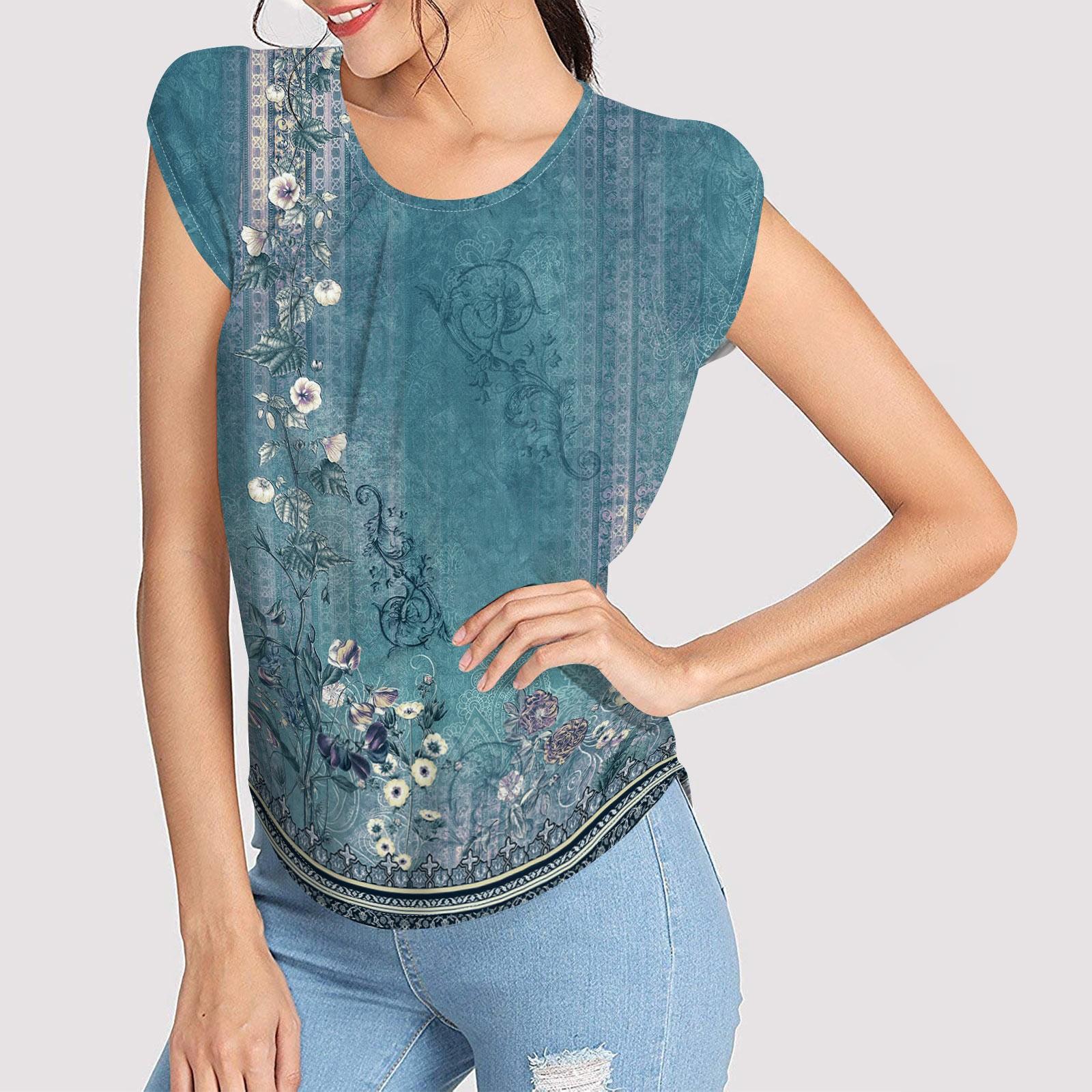 

Женские модные повседневные топы с короткими рукавами и круглым вырезом с принтом и короткими рукавами S