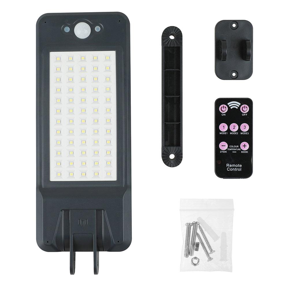 60LEDs IP65 Waterproof White Light 6500K Remote Control Body Induction Solar Wall Light