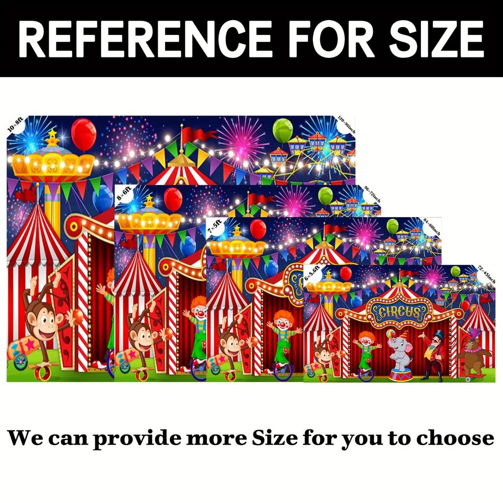 Red Carnival Circus Polyester Photography Background Colorful Fireworks Sky Ferris Wheel Party Photography Background Tapestry