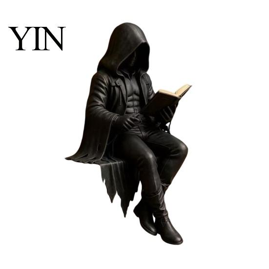 Fantasy-Thema Heimdekoration Gotische Dunkle Fantasy Figur, Skelett liest Buch Statue, Akademie Halloween für Bibliothek Büro Arbeitszimmer Sammler Display