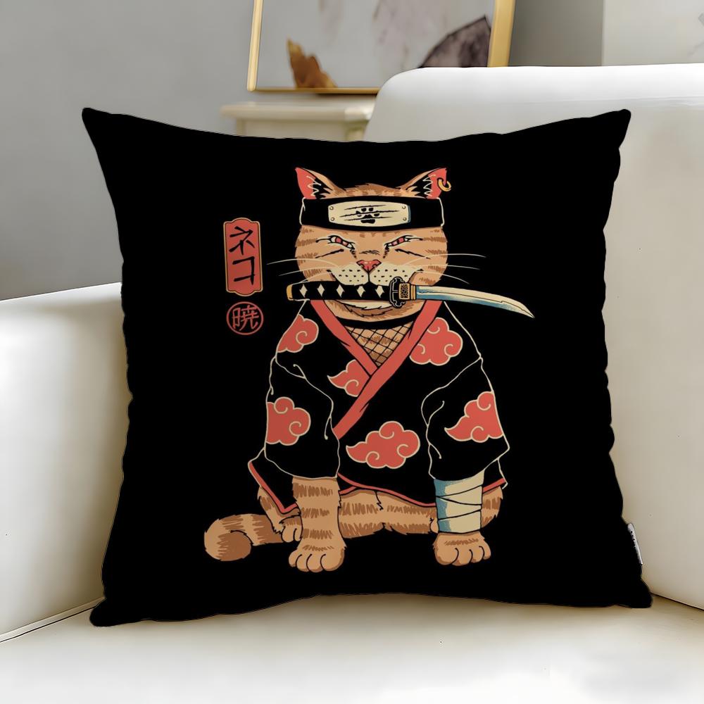 Classic Theme Japanese Style Cat Cushion Cover Soft & Easy-Wash Pillow Case – Versatile for Couch, Bed, Travel and Office