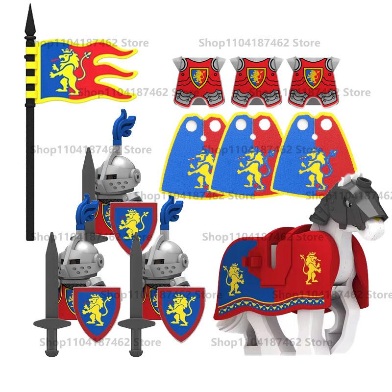 Medieval Military Castle Knight Army Set Building Blocks Green Dragon Wolf Warrior The War of Roses War-horse Weapons Brick Toys