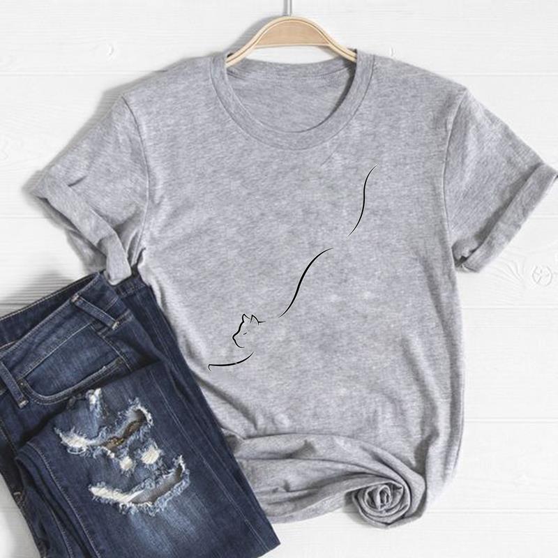 

Футболка с домашним животным и котом, модная футболка, одежда 90-х годов, милый милый стиль, повседневная женская футболка с коротким рукавом и принтом, женская женская футболка с графикой XXL