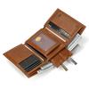 Vintage Crazy Horse Genuine Leather Trifold Wallet for Men with Multi Card Slots Coin Pocket Key Holder Metal Chain Strap Leather Coin Purse Male