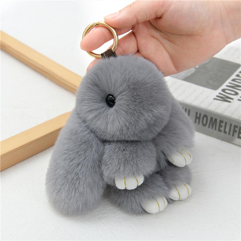 Cute Bunny Plush Pendant Keychain - Rex Rabbit Ornament