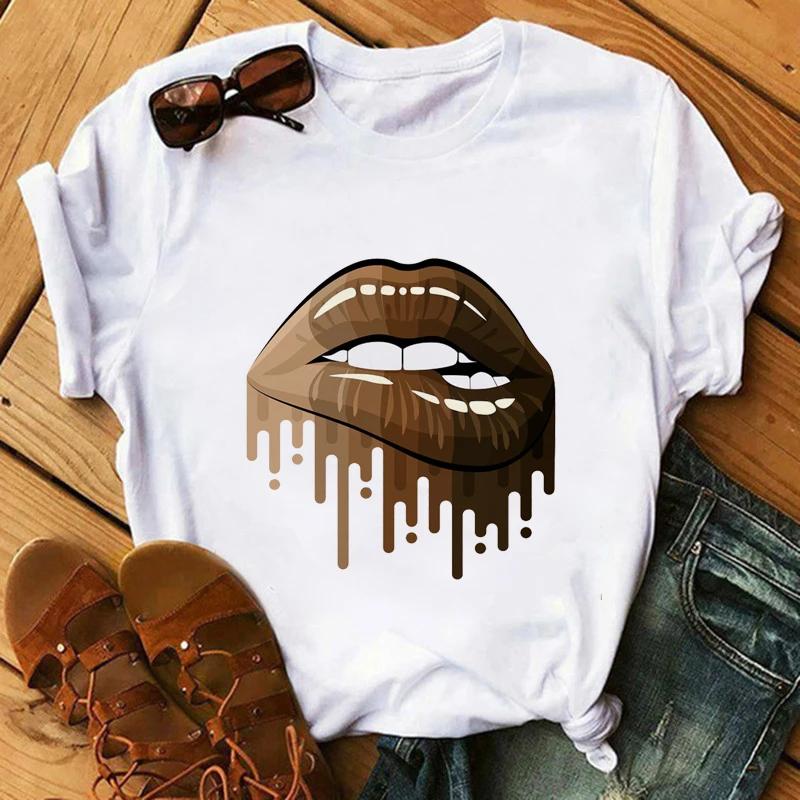 Mode Druck T-shirt Kawaii Melanin T Shirt Frauen Lustige Schwarz Afrikanische Lockige Haare Mädchen Graphic Tees Ästhetischen T-shirt Weibliche Unisex