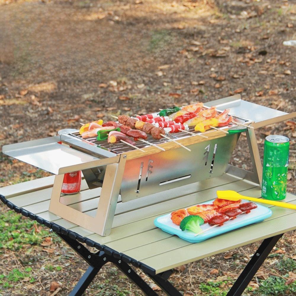 Stainless Steel Folding Barbecue Stove Rust-proof Barbecue Shelf Barbecue Grill Camping