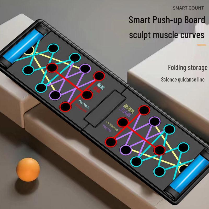 Placă pliabilă multifuncțională pentru flotări pentru antrenamentul mușchilor pieptului și abdomenului cu contor