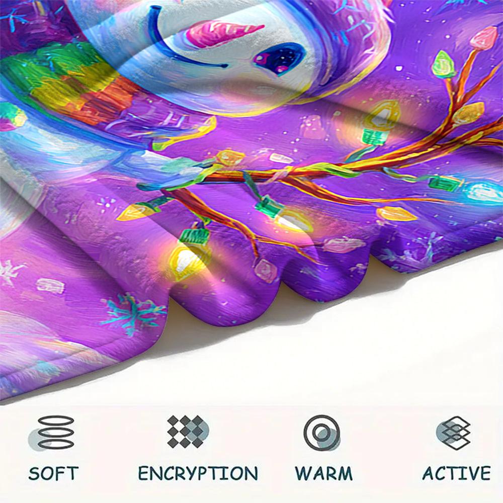 Schneemann-Print Flanelldecke, Hohe Qualität, Bequem für alle Jahreszeiten, Heimdekoration, Wärme und Komfort, Perfekt für Weihnachtsgeschenke