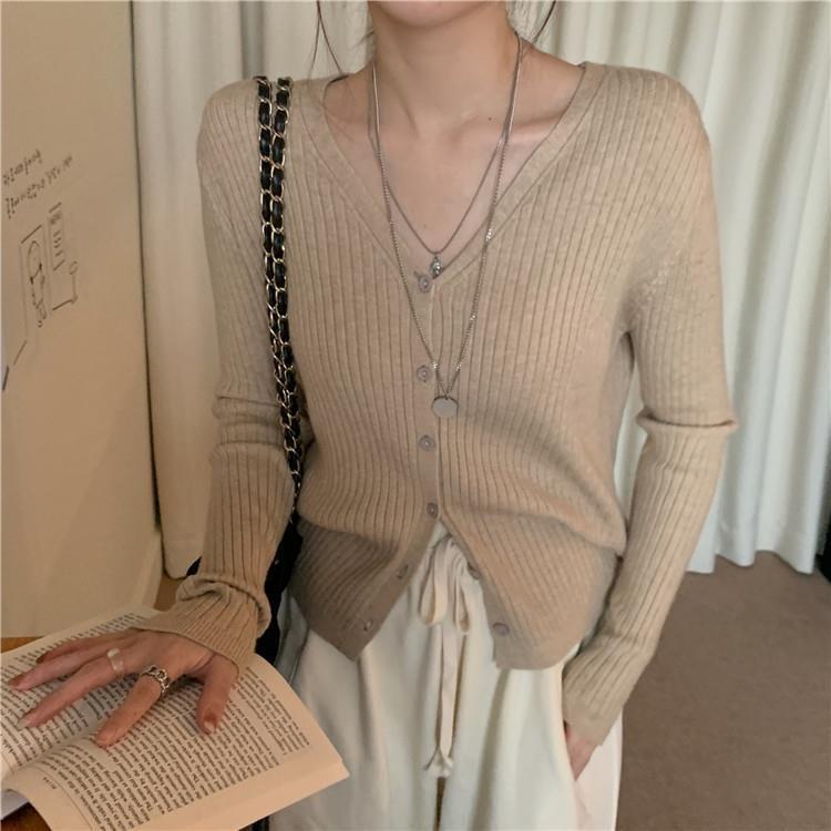 Autumn Knitted Open Cardigan Women's New Style V-neck Soft Sun Protection Outerwear Loose Versatile Top Korean Style