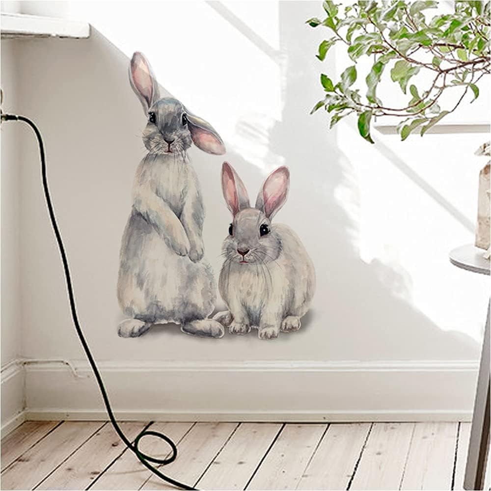Wall Stickers Removable Vinyl Sticker Cute Animal 3D Bunnies Rabbits Decorative Wall Stickers Restaurant Shop for Living Room, Bedroom and Room Wall