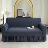 Jacquard Uni-Farben Sofabezug mit Volant Rutschfest Stretch Couchbezug für Schlafzimmer Büro Wohnzimmer Heimdeko