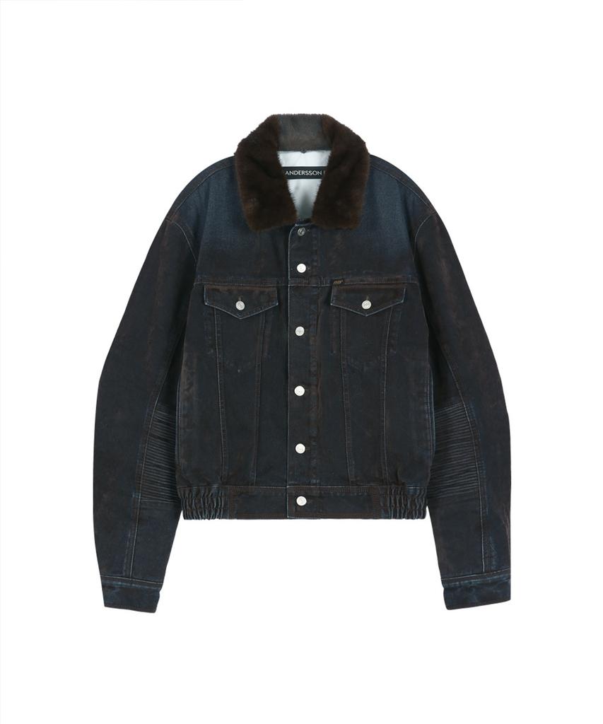 ADSB ANDERSSON BELL Unisex Padded Denim Bomber Jacket (Brown/Blue)