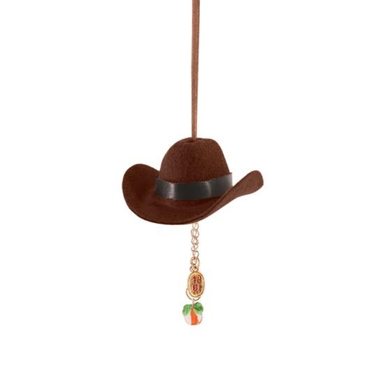 Cowboyhut Anhänger Auto Spiegel Kappe Western Stil Stoff Auto Ornament für Weiche Textur Rückspiegel Dekoration Fahrzeug Innenraum Zubehör Fahr-Glücksbringer
