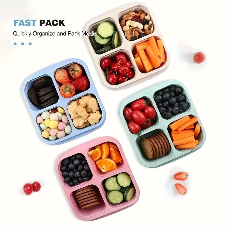 1Pc 4-Compartment Bento Box With Transparent Lid - Perfect For Snacks, Dried Fruits & Lunch Lunch Box Snack Box Container
