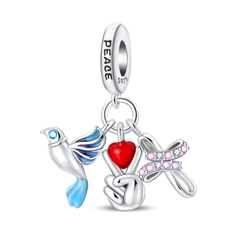 Copper Peace Dove Olive Branch Angel Love And Peace Best Wishes Charms Beads Fit Pan Original Bracelets Diy Fine Jewelry