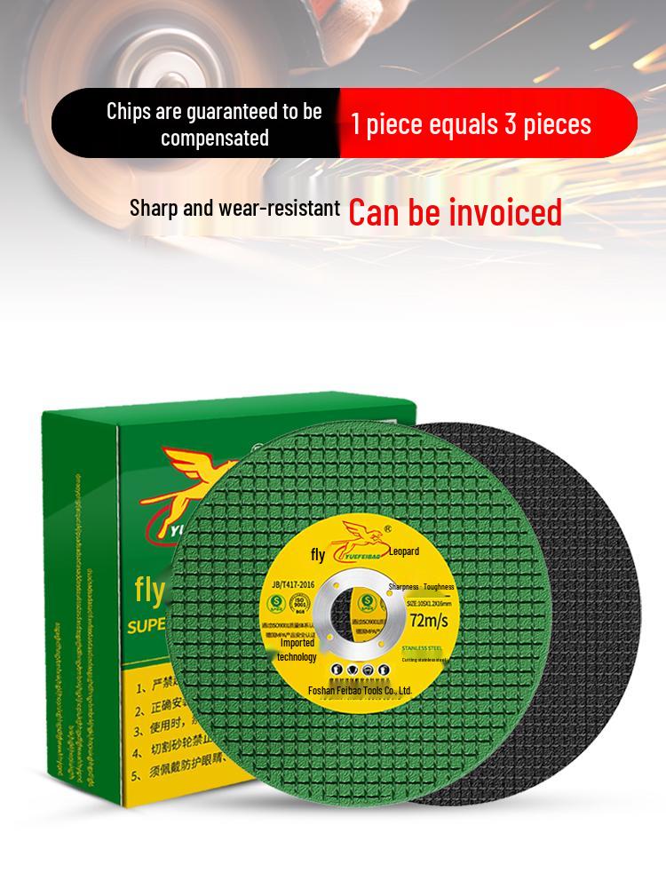 Flying Leopard 100mm Stainless Steel Cutting Disc - 0.8mm Thick Angle Grinder Blade for Metal & Iron