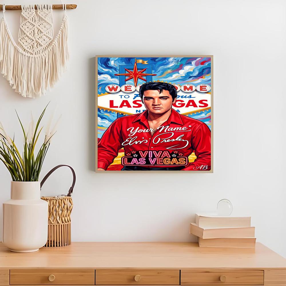 Elvis Presley Personalized Name Round Diamond Painting Kit Diamond Embroidery Painting Rhinestones Mosaic Frameless Handwork Decoration Arts