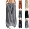 Damskie luźne spodnie z szerokimi nogawkami, Codzienne luźne spodnie, Wysokoelastyczny pas, Długie spodnie z kieszeniami