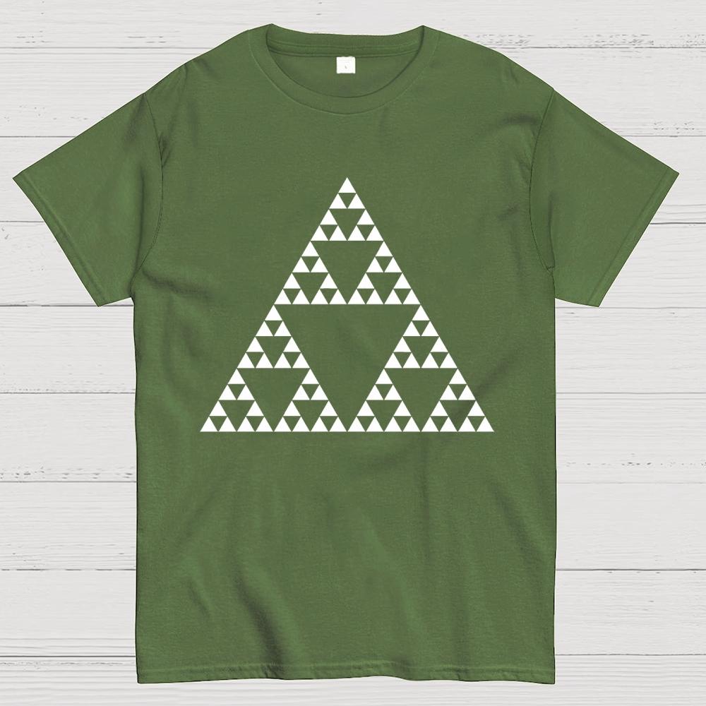 Sierpinski-Dreieck Fraktal Unisex 100% Baumwolle Sommer Lässig Kühl Locker T-Shirt