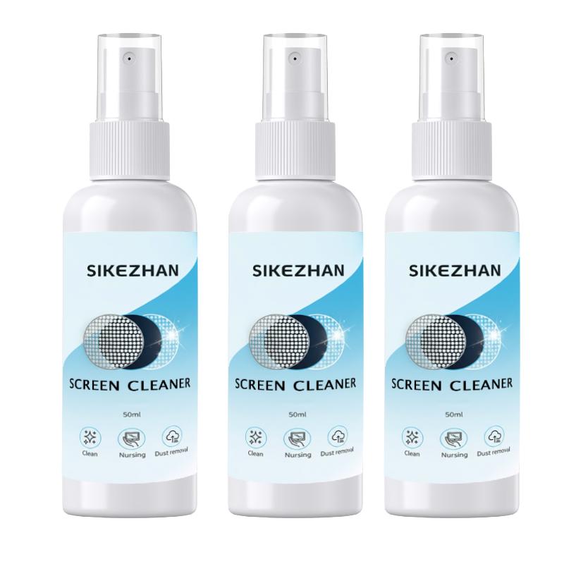 Conjunto Spray Limpador de Tela + Pano de Polimento 50ml, Sem Marcas para Telefone/Tablet/Laptop/Monitor, Remove Impressões Digitais, Óleo e Pó