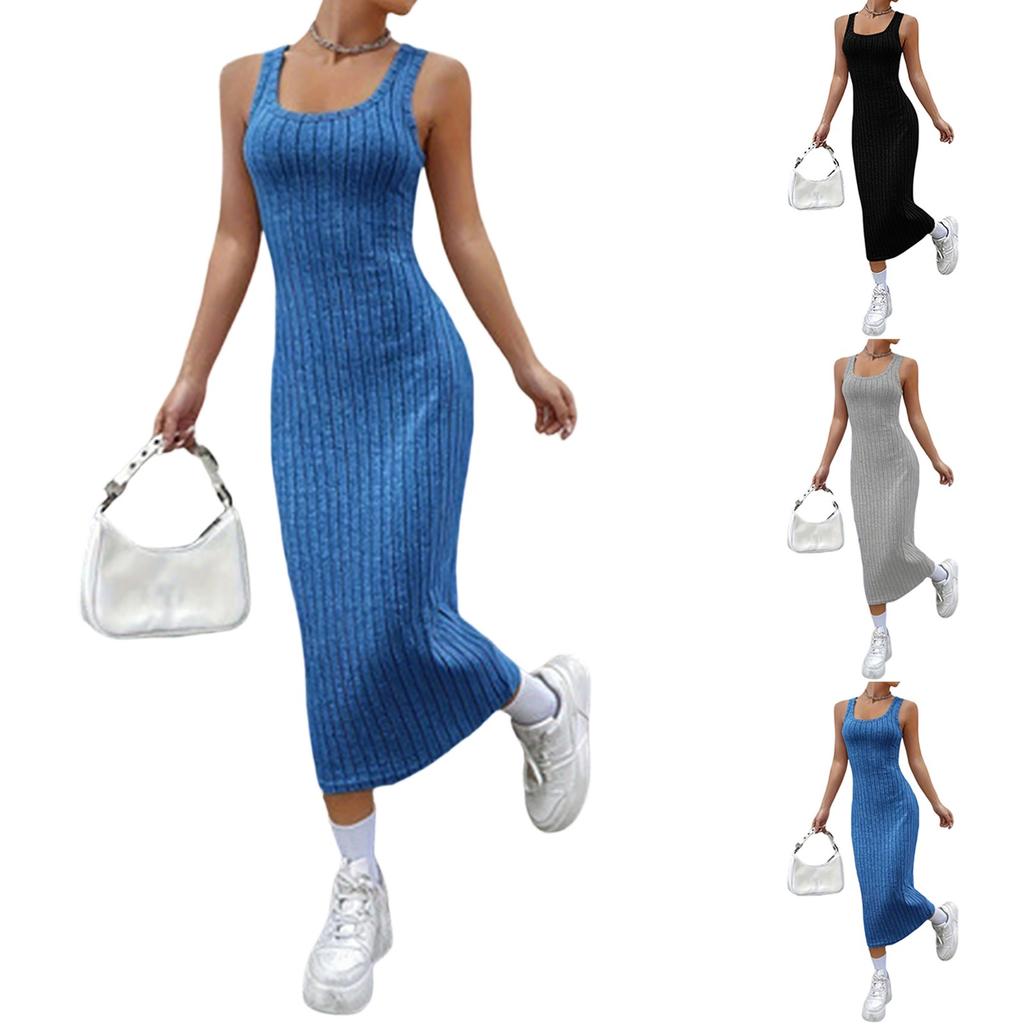 Women's Fashionable Solid Color Sleeveless Camisole Casual Dress