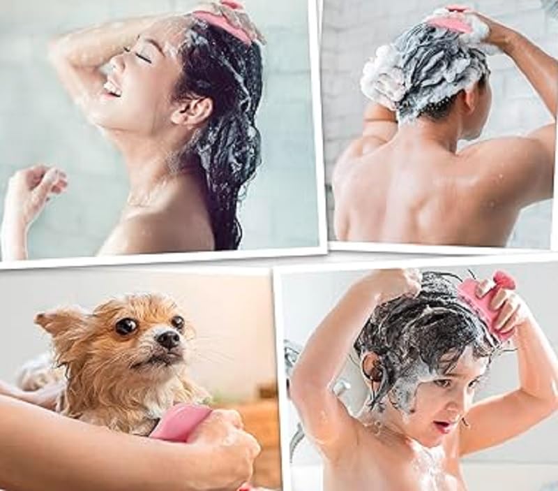 CREPUSCOLO Shampoo Brush Scalp Brush Scalp Massage Scalp Care Silicone 16 Colors (Pink)