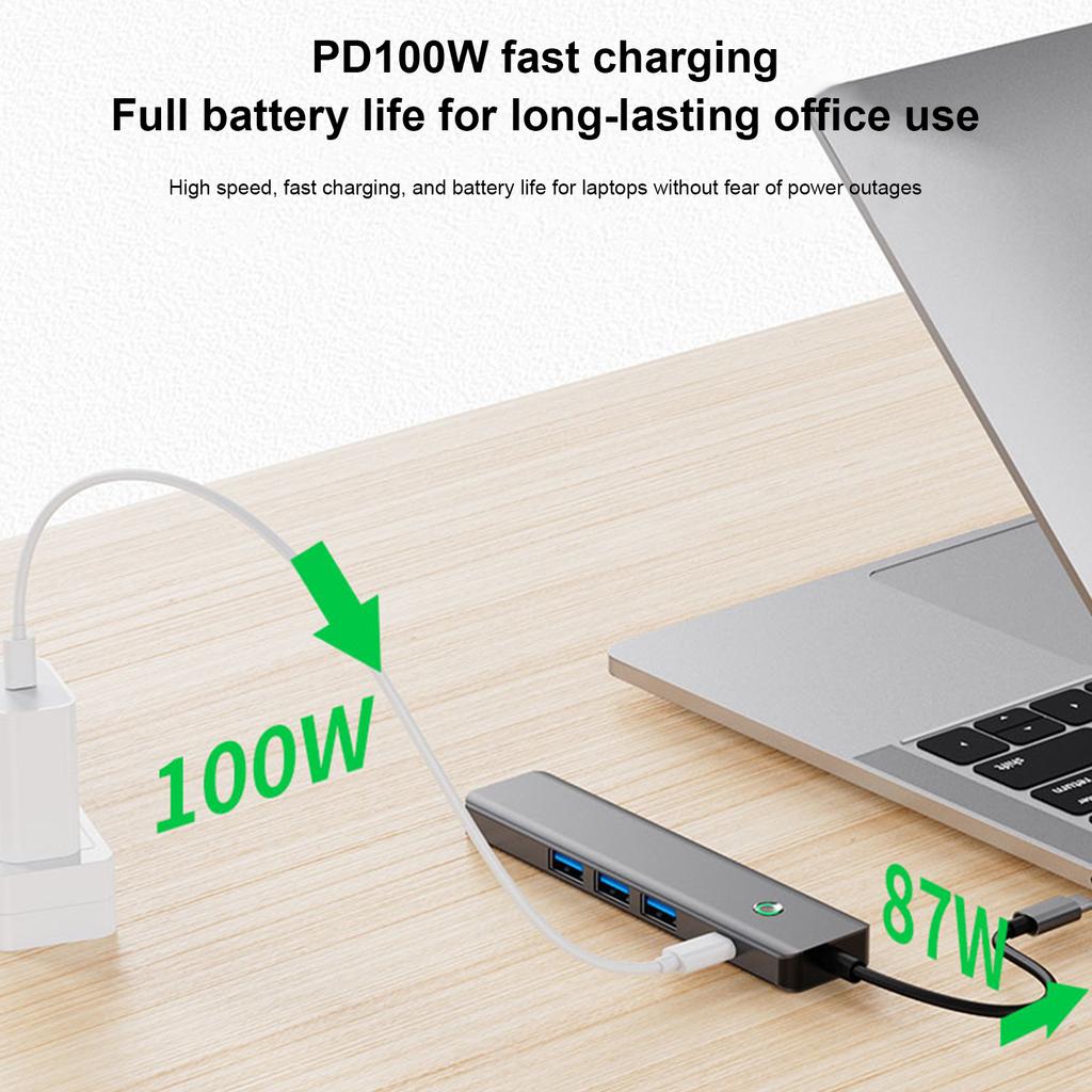 5 In 1 TYPE-C USB3.0 HDMI PD100W Interface Hub Adapter Dock for MacBook iPad Pro