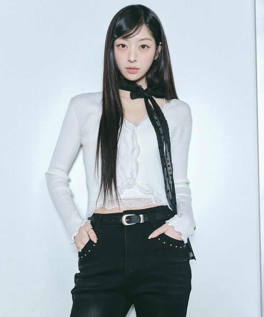 Nick&Nicole Lace Frill Essential Crop Cardigan_3 Color