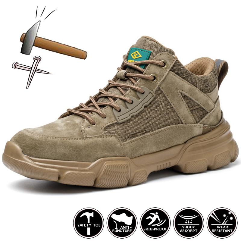 Steel Toe Work Boots Men Sport Safety Shoes Women Breathable Protective Work Shoes Men Safety Boots Anti-Smash Welder Shoes Male