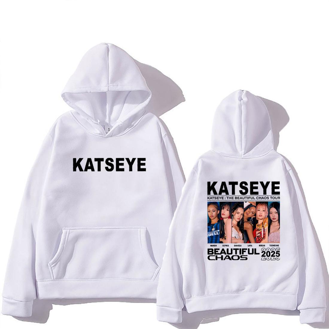 

КАЦІ: THE BEAUTIFUL CHAOS TOUR 2025 Друковані пуловери Чоловічі Жіночі Вільний крій Мода Худі з довгим рукавом Вінтажний Фліс Чорне Худі 2XL