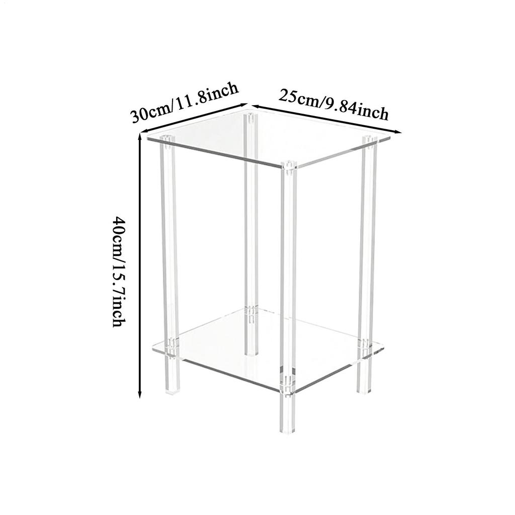 Side Table Transparent Acrylic Tall End Tables for Small Spaces Multi-Functional Organizer Shelf for Hotel Dormitory