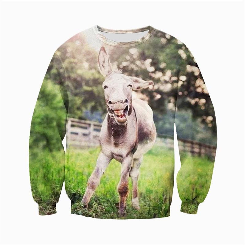 Funny Donkey Sweaters Animal 3D Print Sweatshirts For Men Women Clothing Long Sleeve Pullover New In Hoodies & Sweatshirts 2024