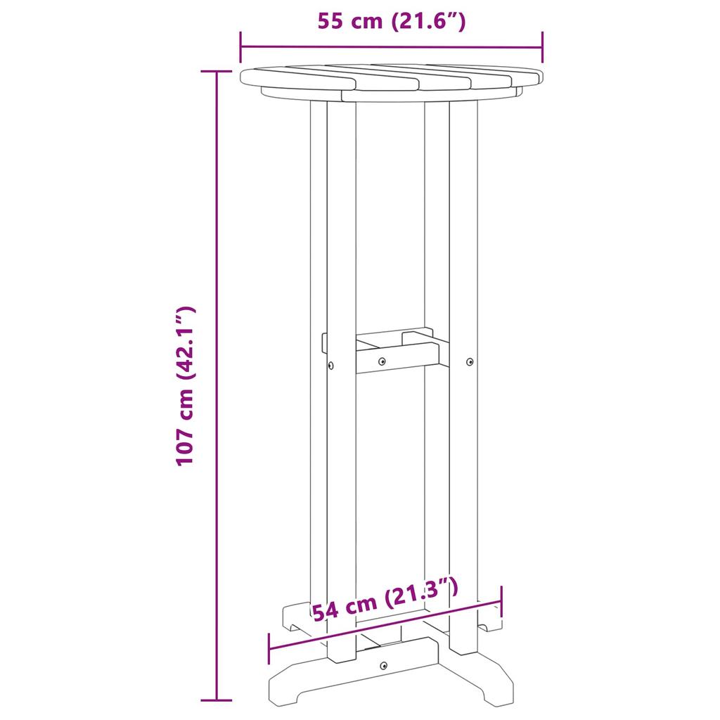Bartisch Schwarz 55 x 55 x 107 cm Polyethylene