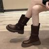 Women S British Style Martin Boots Thick Sole Short Boots Black Brown Autumn