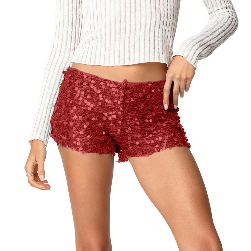 Women's Slim-Fit Sexy Sequin Bodycon Hot Pants - Fashionable High-Waisted Booty-Shaping Shorts