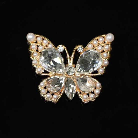 Rhinestone Butterfly Shoe Charm Flat Back Alloy Butterfly Charm Sparkling Butterfly Accent Accessories for Bracelets Bags DIY Crafts