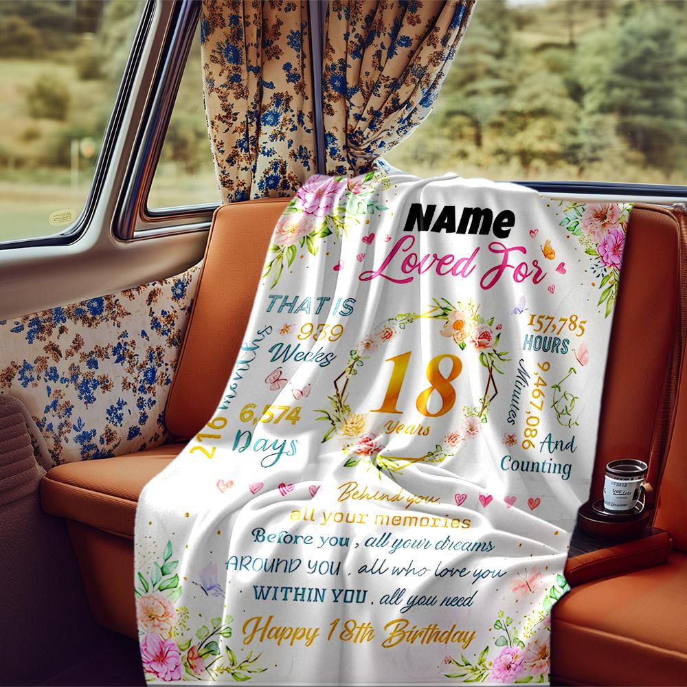 Celebrating 18 Years Of Memories And Dreams Blanketcustomizable With Your Namecomfortable And Stylish Perfect For Travel Beds Chairs Offices Sofas