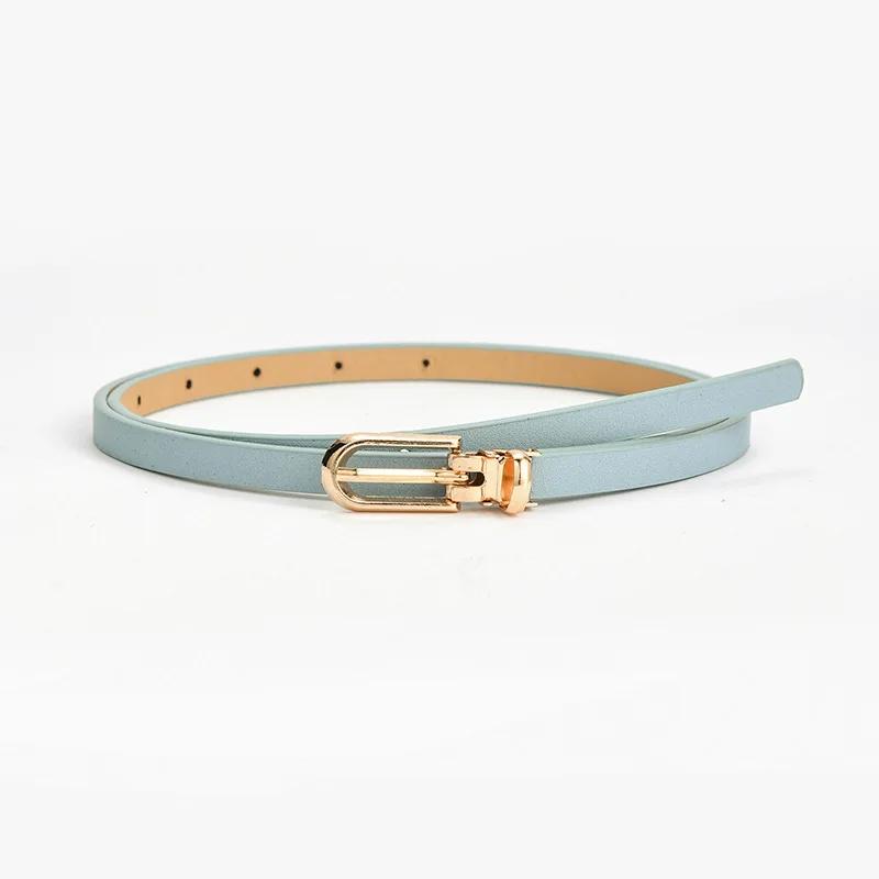 Cinto Fino Feminino de Couro PU da Moda Simples Cor Sólida Versátil Fivela de Pino Cinto Fino Decoração de Vestido Cintos de Designer Femininos
