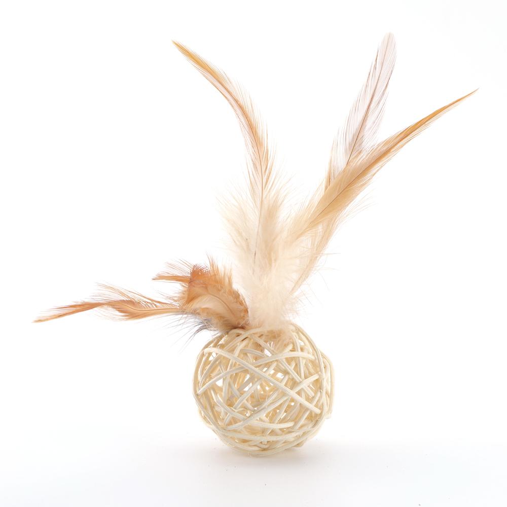 Interactive Pet Toy Ball Rattan Ball Hand-woven Feather Cat Toy Supplies