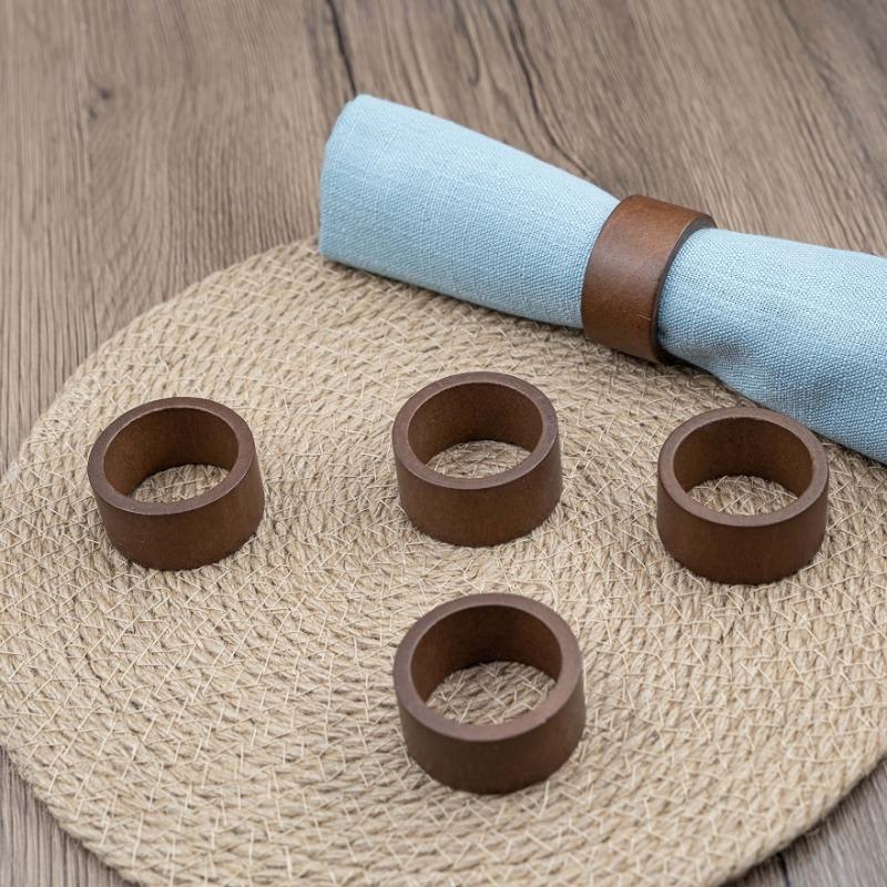 Wood Napkin Rings Dining Table Napkin Holder Decorative Holiday Napkin Rings for Wedding Party Dinner Table Decoration
