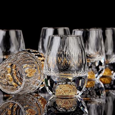 15MLGold Foil Crystal Wine Glass1/2/6piece Set, Luxury Whiskey Glass BPA Free Suitable for Decoration Collection and Celebration