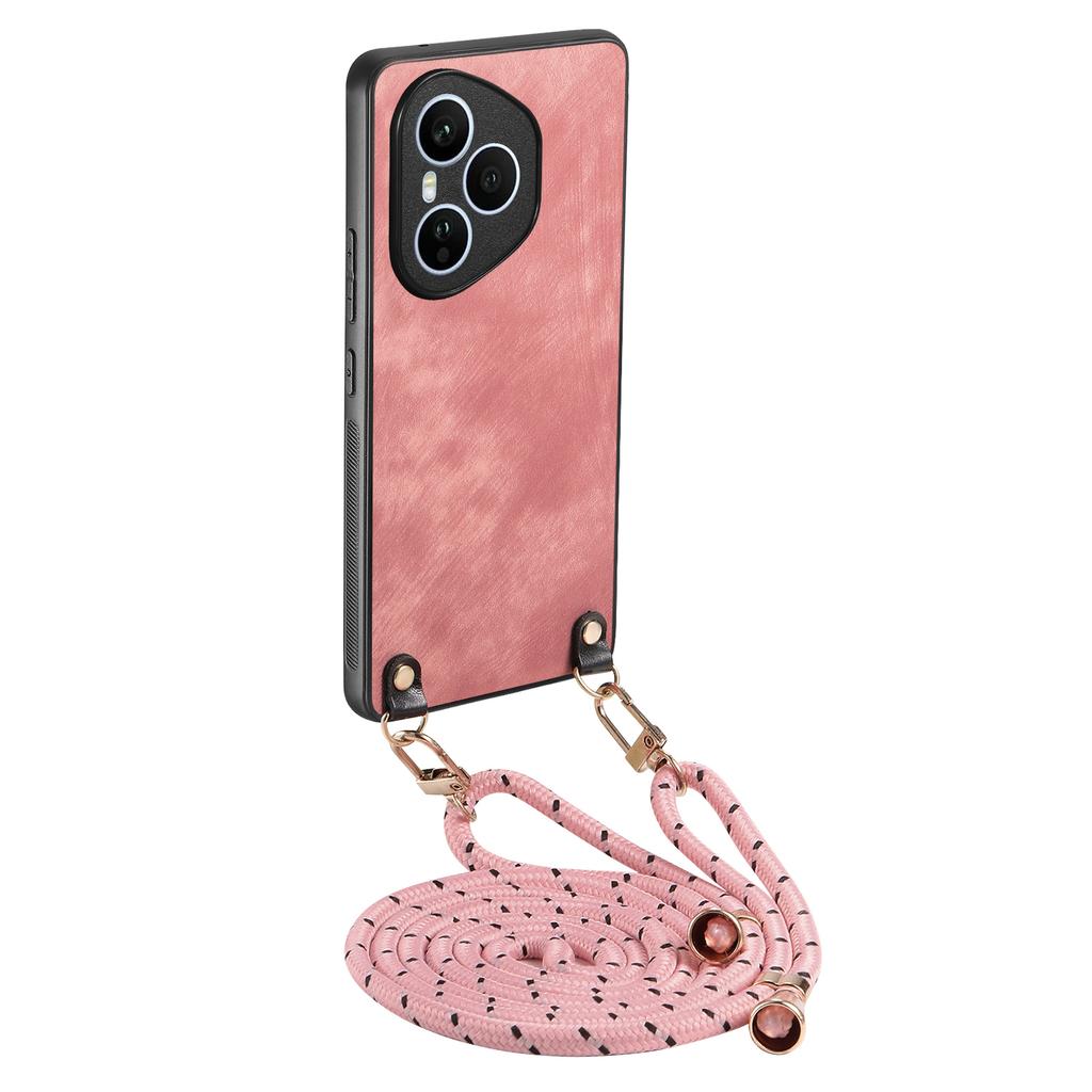 For Honor 400 Pro 5G (Global) Retro Leather Phone Back Cover with Adjustable Strap