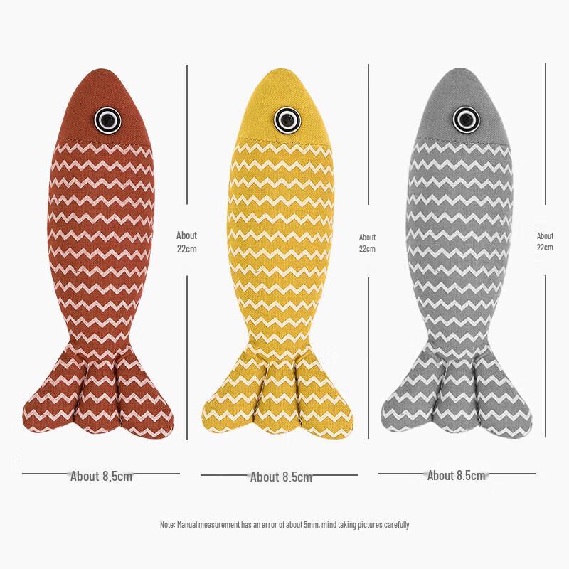 Simulation Linen Fish Cat Teaser Toy Set