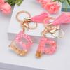 Jewelry Ornament Resin Material Alphabet Key Chain Glitter Keyring Bag Pendant Letter Keychain